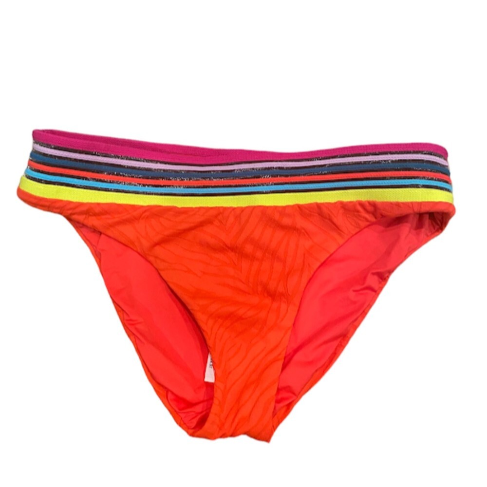NWT Trina Turk Orange Zebra Banded Multicolored Swim Bottoms 6